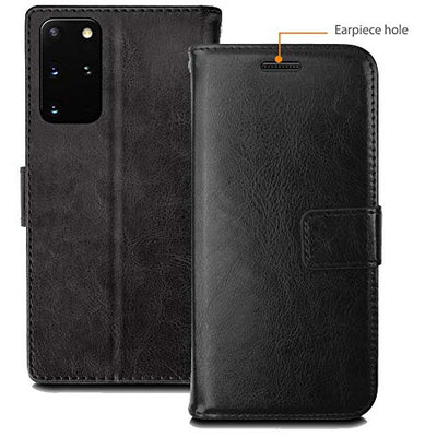 [Wallet Case] Protective Cover with Cash & Card Holder, Stand and Wrist Strap For Samsung Galaxy S20 Plus