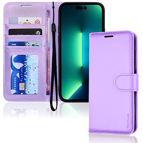 [Wallet Case] Protective Cover with Cash & Card Holder, Stand and Wrist Strap For Apple iPhone 14 Pro Max