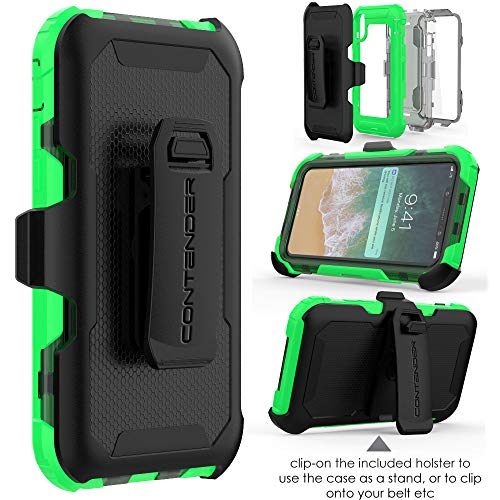 [Contender Case] iPhone XS Max Heavy Duty Case with Built-in Screen Protector, 360 [Full Body] Protective Cover with Kick Stand