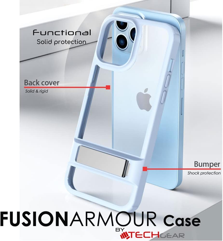 [Fusion Armour Kickstand] Tough Rugged Protective Kickstand Clear Case for Apple iPhone 14 Pro