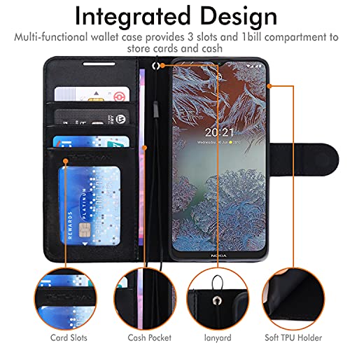 [Wallet Case] Protective Cover with Cash & Card Holder, Stand and Wrist Strap For Nokia G10 / G20