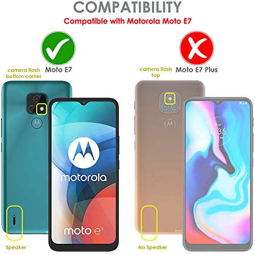 [Wallet Case] Protective Cover with Cash & Card Holder, Stand and Wrist Strap For Motorola Moto E7