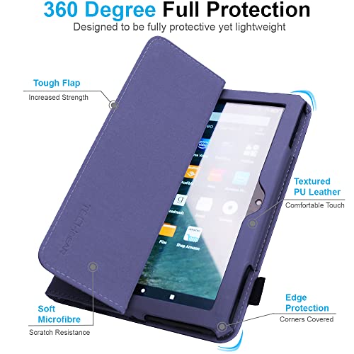 [Folio Case] Smart Cover Stand with Auto Sleep/Wake & Hand Strap For Amazon Fire HD 8" / HD 8" Plus (2024, 2022 & 2020 / 14th, 12th & 10th Generation)