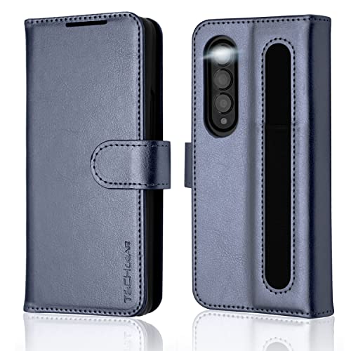 [Leather Wallet Case] Protective Cover with Cash & Card Holder, Stand and Wrist Strap For Samsung Galaxy Z Fold 4