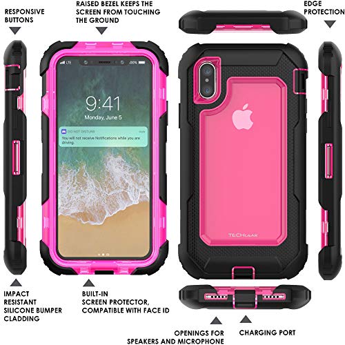 [Contender Case] iPhone XS Max Heavy Duty Case with Built-in Screen Protector, 360 [Full Body] Protective Cover with Kick Stand