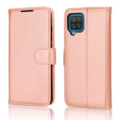 [Wallet Case] Protective Cover with Cash & Card Holder, Stand and Wrist Strap For Samsung Galaxy A12