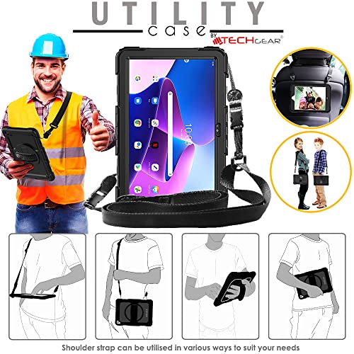 [UTILITY Case] Full Body Shockproof Case with Stand, Hand & Shoulder Strap for Lenovo Tab M10 Plus 3rd Gen 2022 (10.6") TB125 / TB128