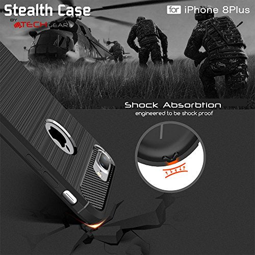 [Stealth Case] iPhone 8 Plus Soft Protective Slim Cover with Carbon Fibre Detailing