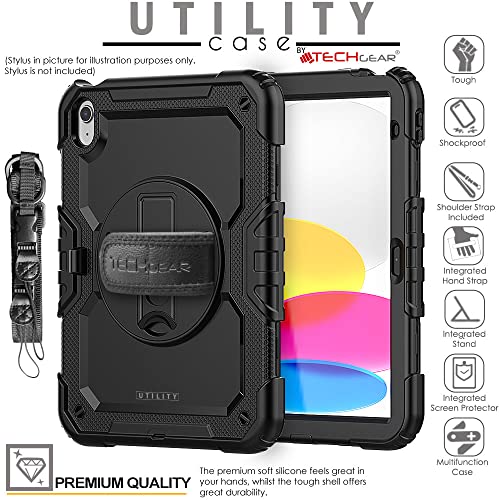 [UTILITY Case] Full Body Shockproof Case with Stand, Hand & Shoulder Strap for Apple iPad 11th & 10th Generation, iPad 2025 / 2022