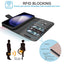 [Leather Wallet Case] Genuine Leather [RFID Blocking] Magnetic Flip Case with Card & Slots and Stand For Samsung Galaxy S23