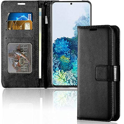 [Wallet Case] Protective Cover with Cash & Card Holder, Stand and Wrist Strap For Samsung Galaxy S20 Plus