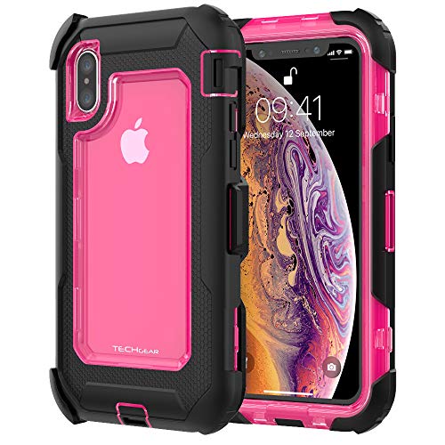 [Contender Case] iPhone XS Max Heavy Duty Case with Built-in Screen Protector, 360 [Full Body] Protective Cover with Kick Stand