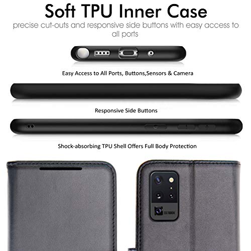 [Wallet Case] Protective Cover with Cash & Card Holder, Stand and Wrist Strap For Samsung Note 20