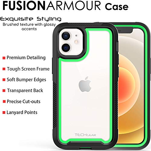 [Fusion Armour Case] Premium Slim Hybrid Tough Heavy Duty, Clear Back Bumper Case for iPhone 12 Mini