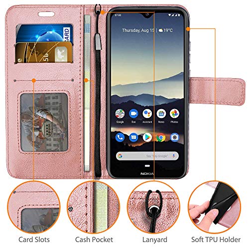 [Wallet Case] Protective Cover with Cash & Card Holder, Stand and Wrist Strap For Nokia 7.2