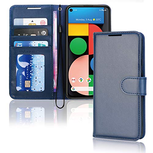 [Wallet Case] Protective Cover with Cash & Card Holder, Stand and Wrist Strap For Google Pixel 4a 5G