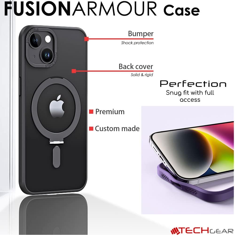 [Fusion Armour Ring] Premium Tough Protective Magnetic Ring Kickstand Case, MagSafe Case for iPhone 14 Plus 6.7"