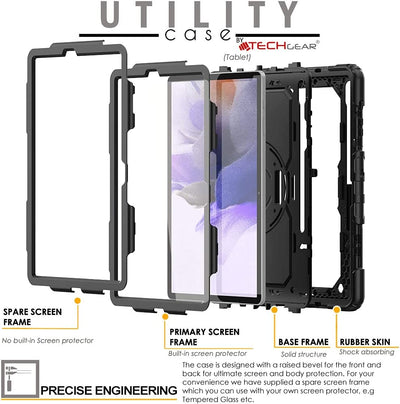 [UTILITY Case] Full Body Shockproof Case with Stand, Hand & Shoulder Strap for Samsung Galaxy Tab S7 FE 12.4" (SM-T730 / SM-T736)