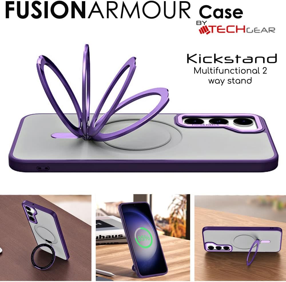[Fusion Armour Ring] Premium Tough Protective Magnetic Ring Kickstand Case, Wireless Charging Cover for Samsung Galaxy S23 Plus