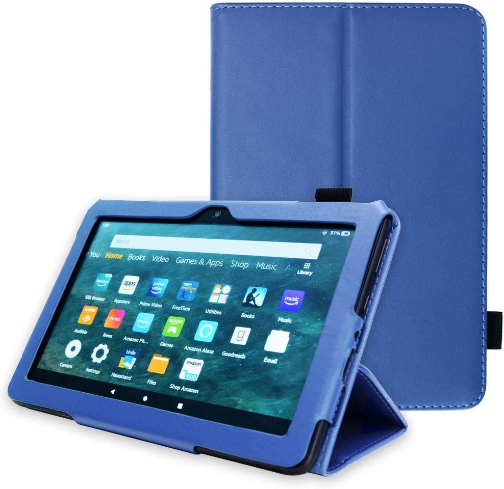 [Folio Case] Smart Cover Stand with Auto Sleep/Wake & Hand Strap For Amazon Fire HD 8" / HD 8" Plus (2024, 2022 & 2020 / 14th, 12th & 10th Generation)