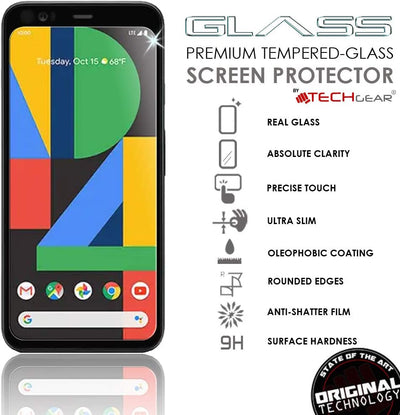 TECHGEAR Pixel 4 Tempered Glass Screen Protector, GLASS Edition [9H Hardness] [No-Bubble] Compatible with Google Pixel 4