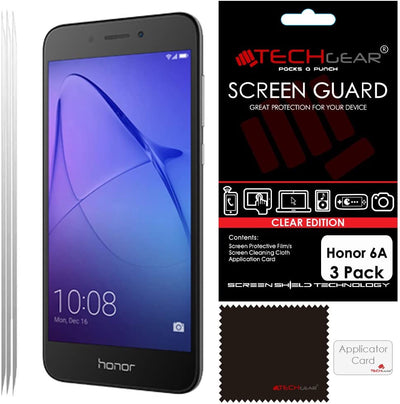 [3 Pack] TECHGEAR Screen Protectors for Honor 6A - Clear Lcd Screen Protector Compatible with Huawei Honor 6A