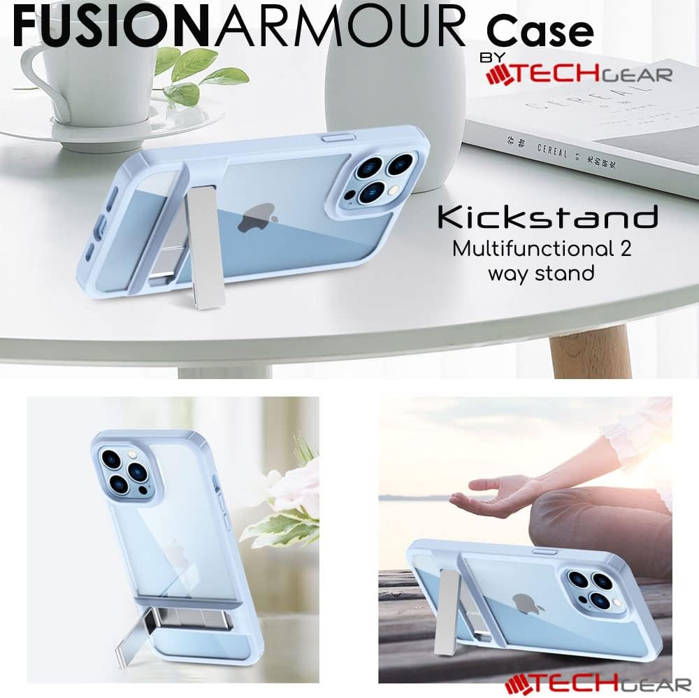 [Fusion Armour Kickstand] Tough Rugged Protective Kickstand Clear Case for Apple iPhone 14 Pro