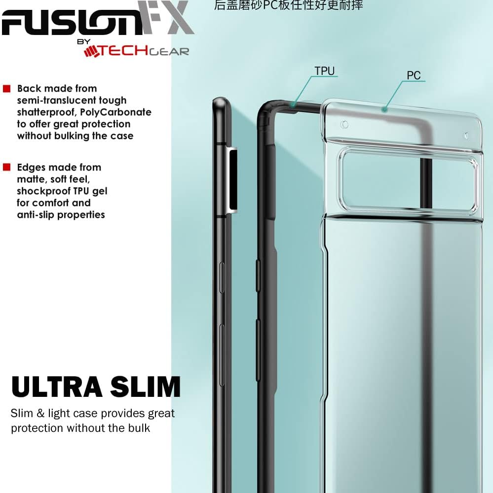 [Fusion FX Case] Slim & Light Tough Fused Gel Bumper & Hard Back Matte Case for Google Pixel 7 Pro 5G