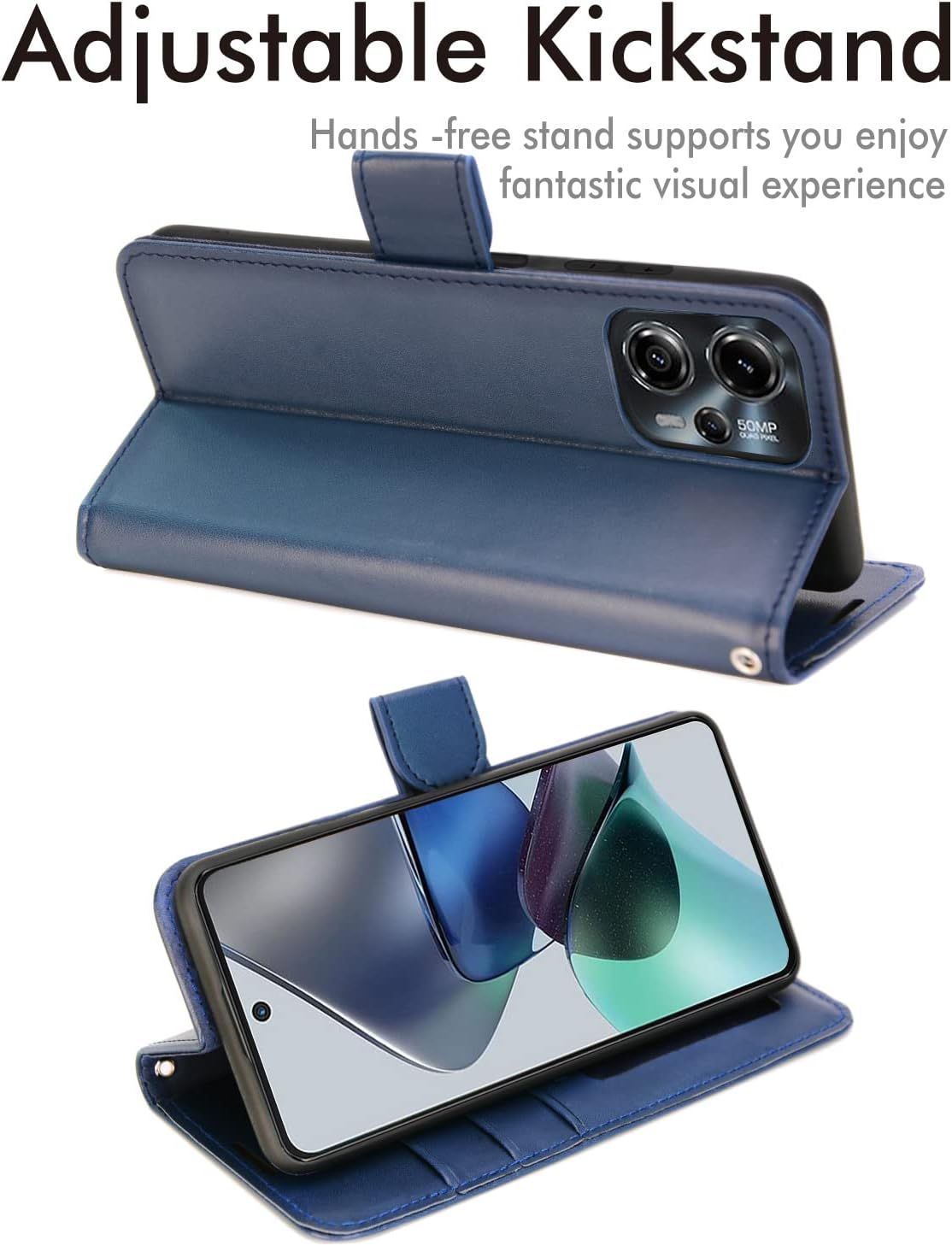 [Wallet Case] Protective Cover with Cash & Card Holder, Stand and Wrist Strap For Motorola Moto G13 / Moto G23