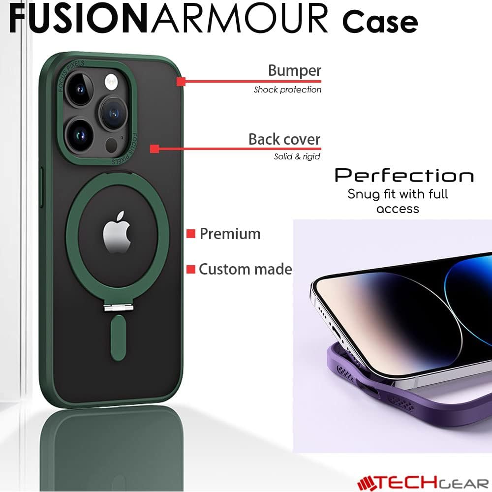 [Fusion Armour Ring] Premium Tough Protective Magnetic Ring Kickstand Case, MagSafe Case for iPhone 14 Pro 6.1"