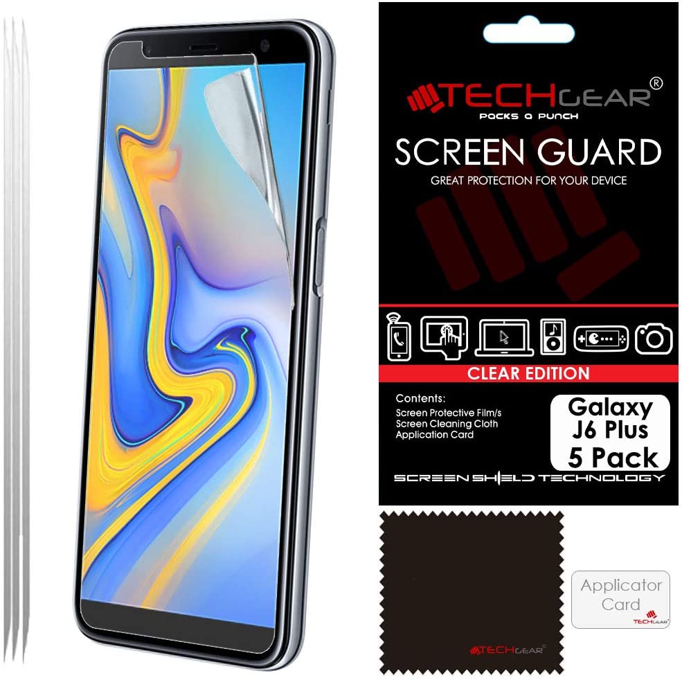 [5 Pack] Screen Protectors for Samsung Galaxy J6 Plus, J6+ 2018 Clear Lcd Screen Protectors Cover Guards Compatible with Samsung Galaxy J6+