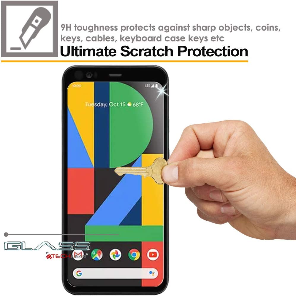 [2 Pack] TECHGEAR Pixel 4 XL Tempered Glass Screen Protector, GLASS Edition [9H Hardness] [No-Bubble] Compatible with Google Pixel 4 XL