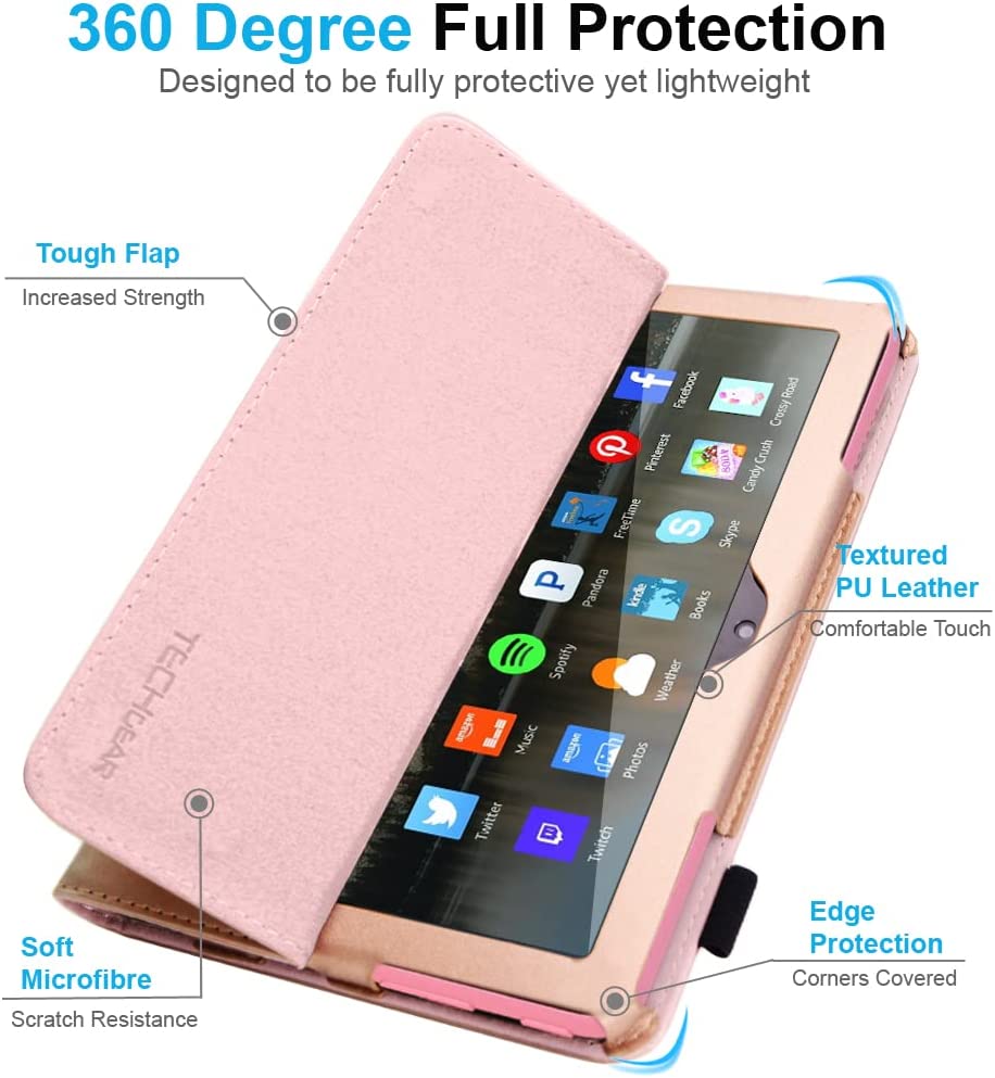 [Folio Case] Smart Cover Stand with Auto Sleep/Wake & Hand Strap For New Amazon Fire 7" (12th Generation / 2022)