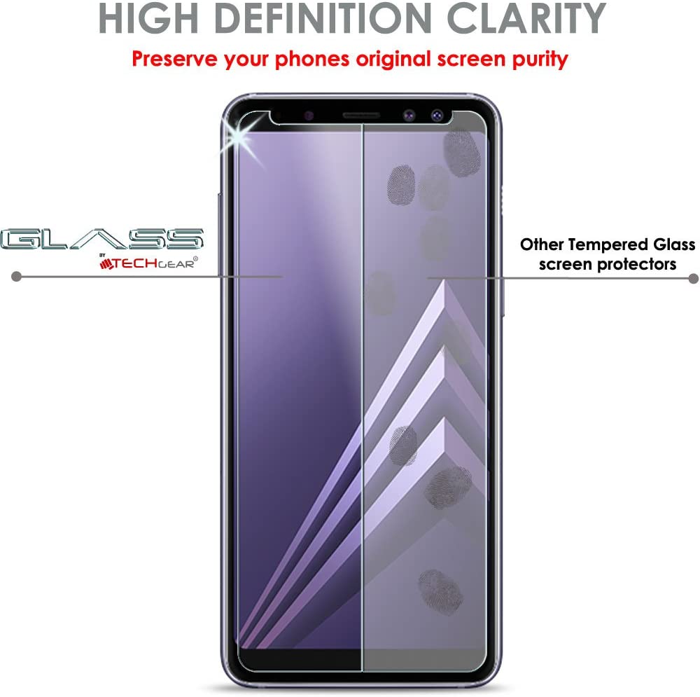 [2 Pack] TECHGEAR GLASS Edition for Galaxy A8 2018 (SM-A530 Series) - Genuine Tempered Glass Screen Protectors