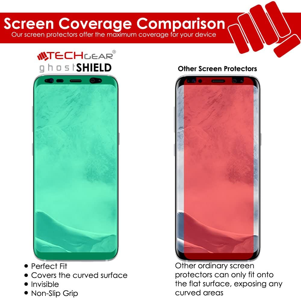 TECHGEAR Screen Protector to fit Samsung Galaxy S9 [ghostSHIELD Edition] TPU Screen Protector with Full Screen Coverage inc Curved Screen