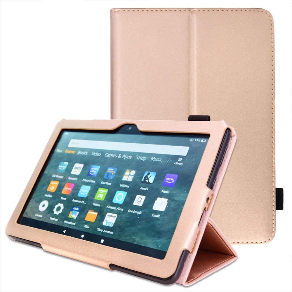 [Folio Case] Smart Cover Stand with Auto Sleep/Wake & Hand Strap For Amazon Fire HD 8" / HD 8" Plus (2024, 2022 & 2020 / 14th, 12th & 10th Generation)