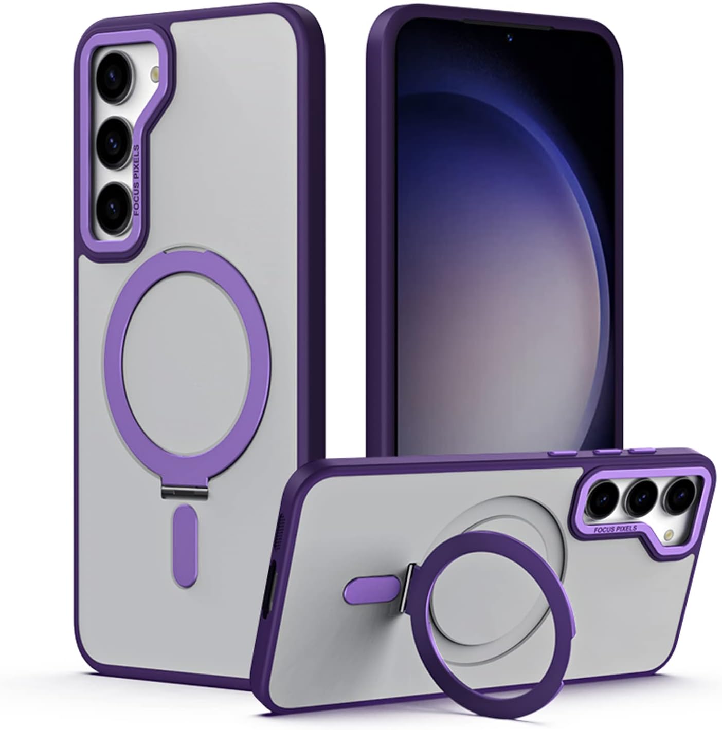 [Fusion Armour Ring] Premium Tough Protective Magnetic Ring Kickstand Case, Wireless Charging Cover for Samsung Galaxy S23 Plus
