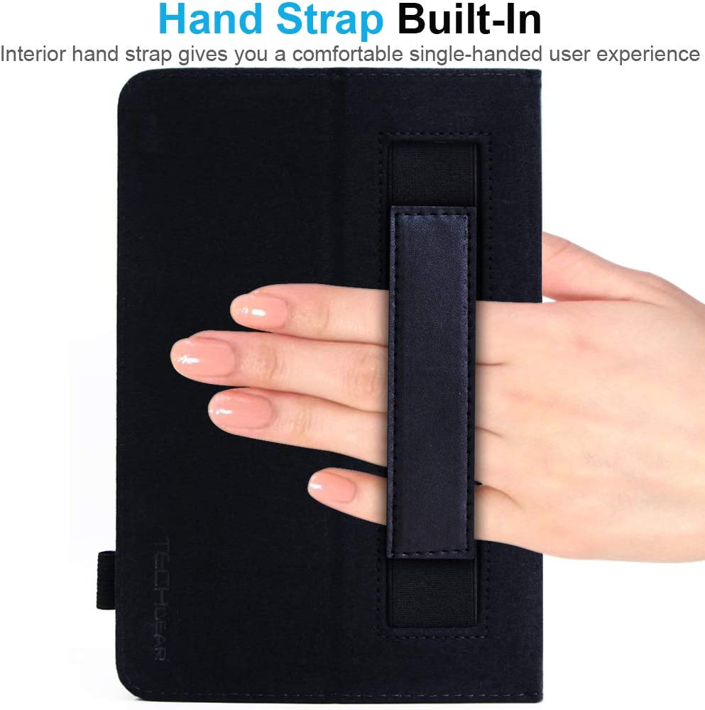[Folio Case] Smart Cover Stand with Auto Sleep/Wake & Hand Strap For Amazon Fire HD 8" / HD 8" Plus (2024, 2022 & 2020 / 14th, 12th & 10th Generation)