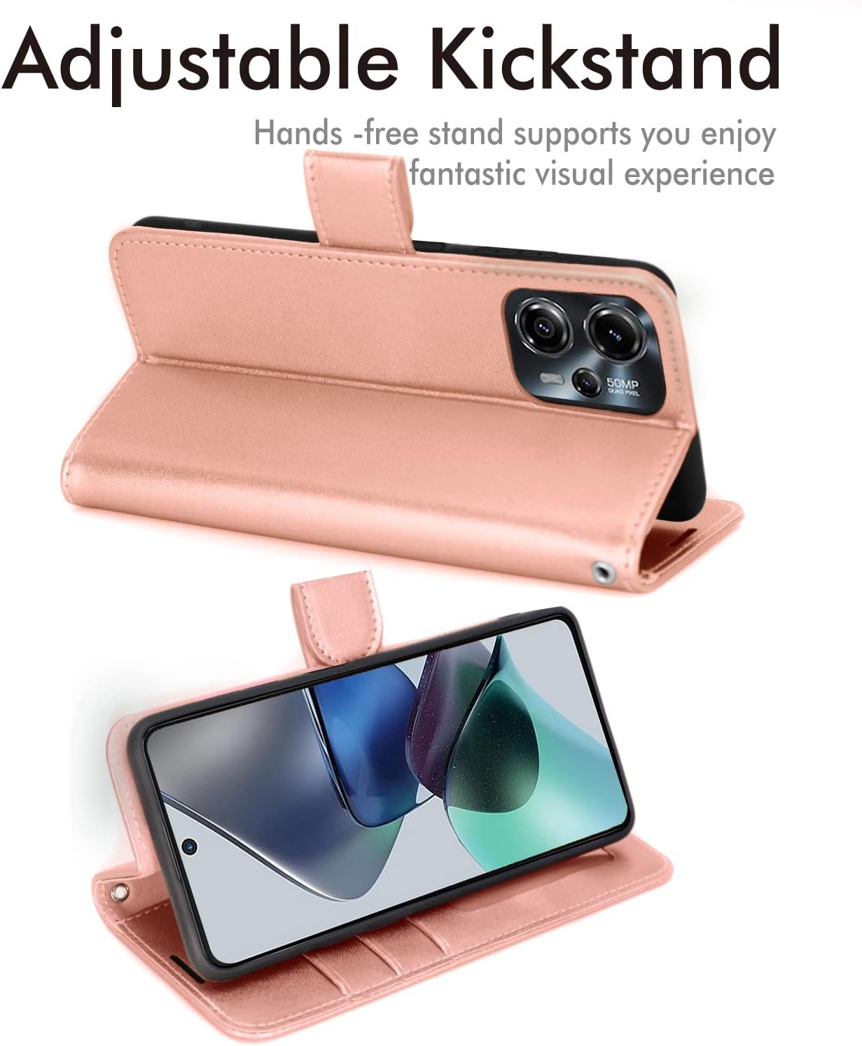 [Wallet Case] Protective Cover with Cash & Card Holder, Stand and Wrist Strap For Motorola Moto G13 / Moto G23