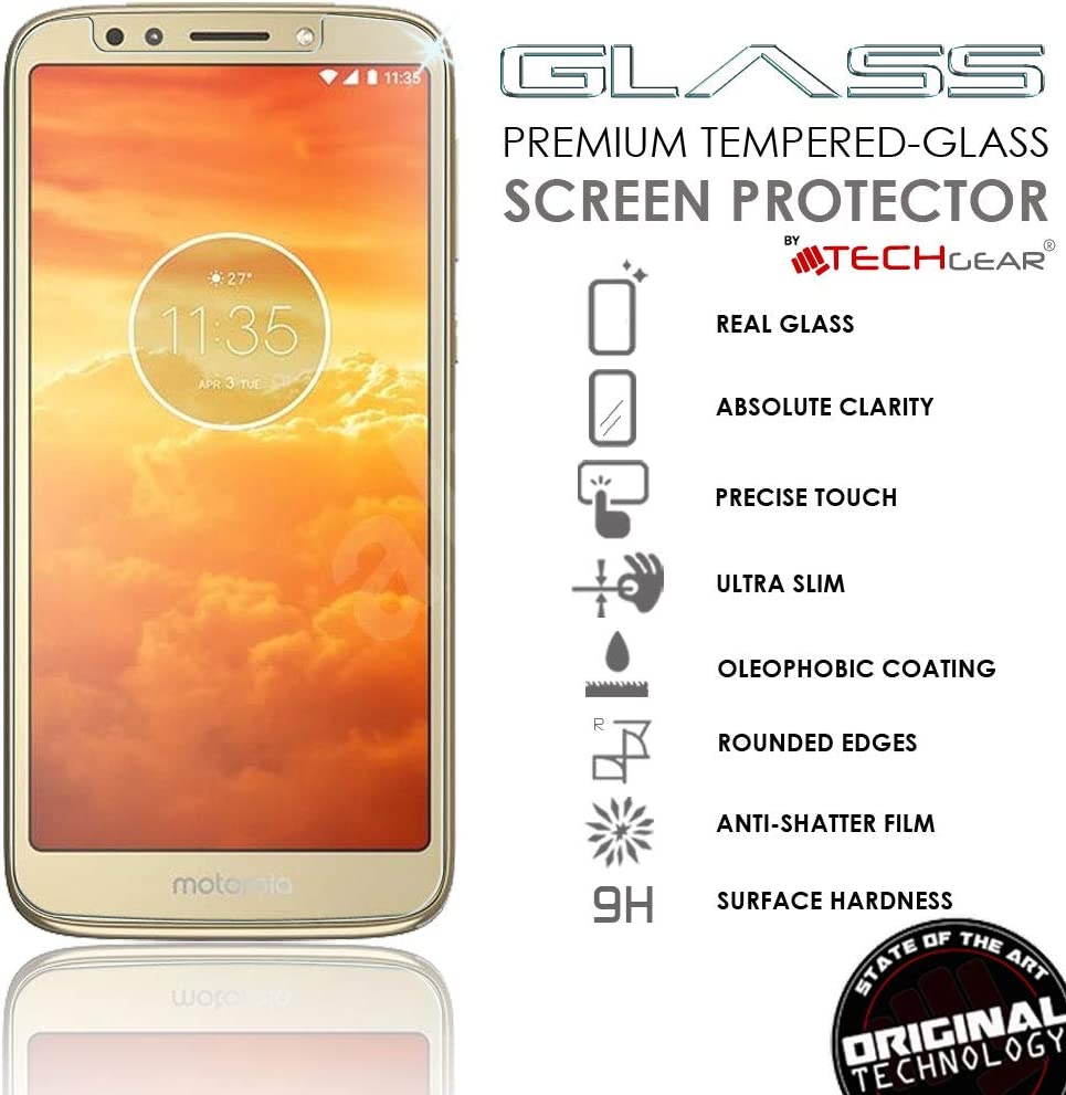TECHGEAR Moto E5 Play GLASS Edition, Genuine Tempered Glass Screen Protector Compatible with UK Motorola Moto E5 Play (5.3")