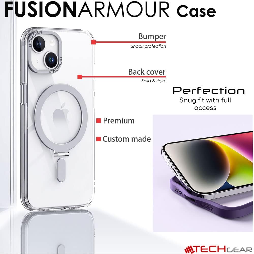 [Fusion Armour Ring] Premium Tough Protective Magnetic Ring Kickstand Case, MagSafe Case for iPhone 14 Pro 6.1"
