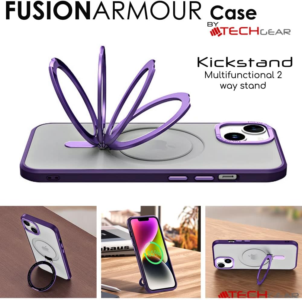 [Fusion Armour Ring] Premium Tough Protective Magnetic Ring Kickstand Case, MagSafe Case for iPhone 14 Pro 6.1"