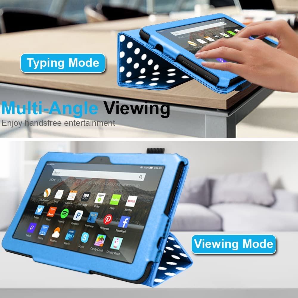 [Folio Case] Smart Cover Stand with Auto Sleep/Wake & Hand Strap For New Amazon Fire 7" (12th Generation / 2022)