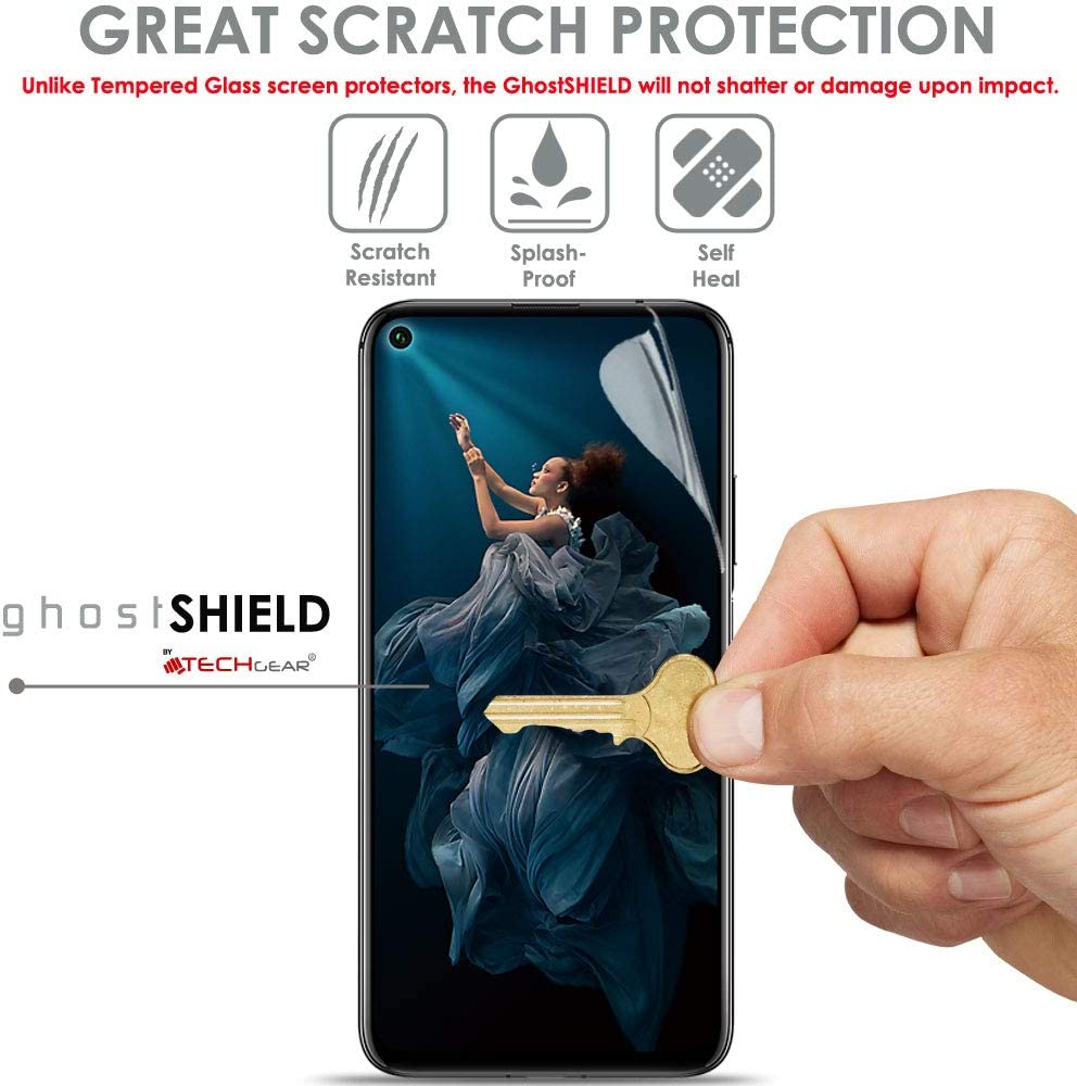 TECHGEAR [Pack of 2] Screen Protectors for Honor 20 and Huawei Nova 5T [ghostSHIELD Edition] Reinforced TPU film Screen Protector with FULL Screen