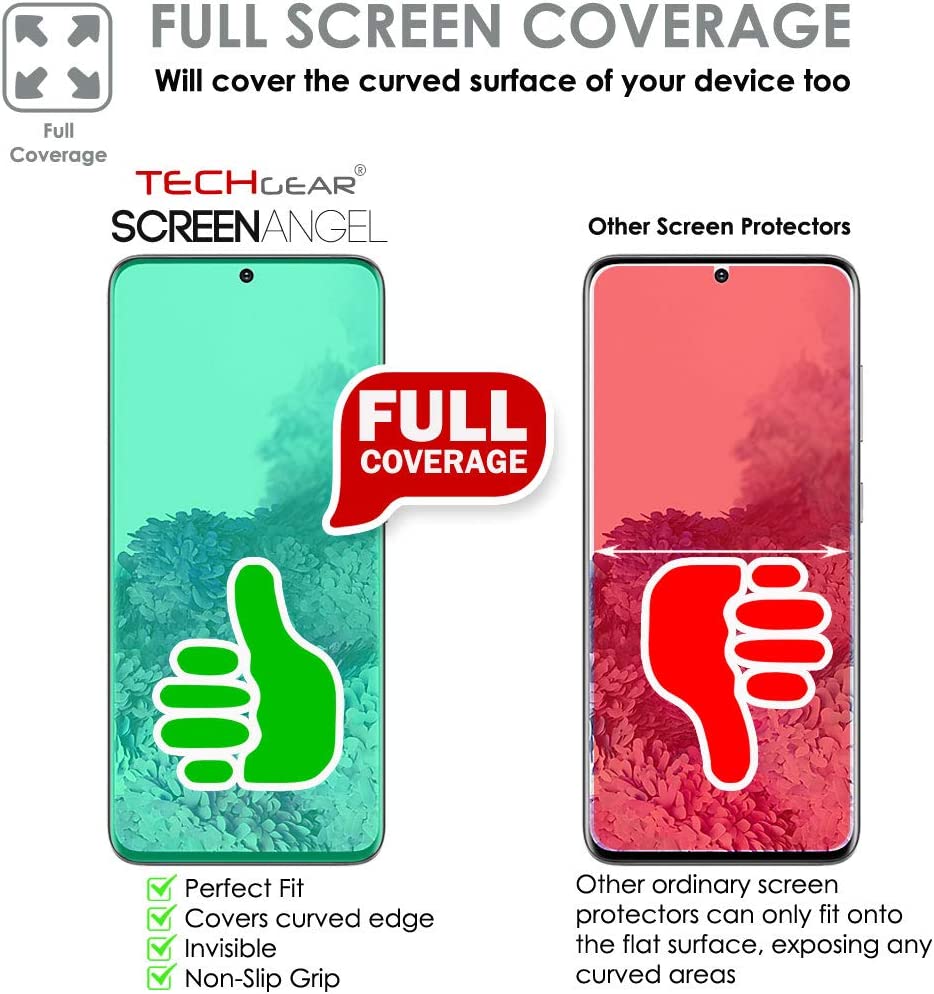 TECHGEAR Screen Protector fits Samsung Galaxy S20 [Screen Angel Edition][Case Friendly] [Bubble Free] [FULL Screen Coverage] TPU Film