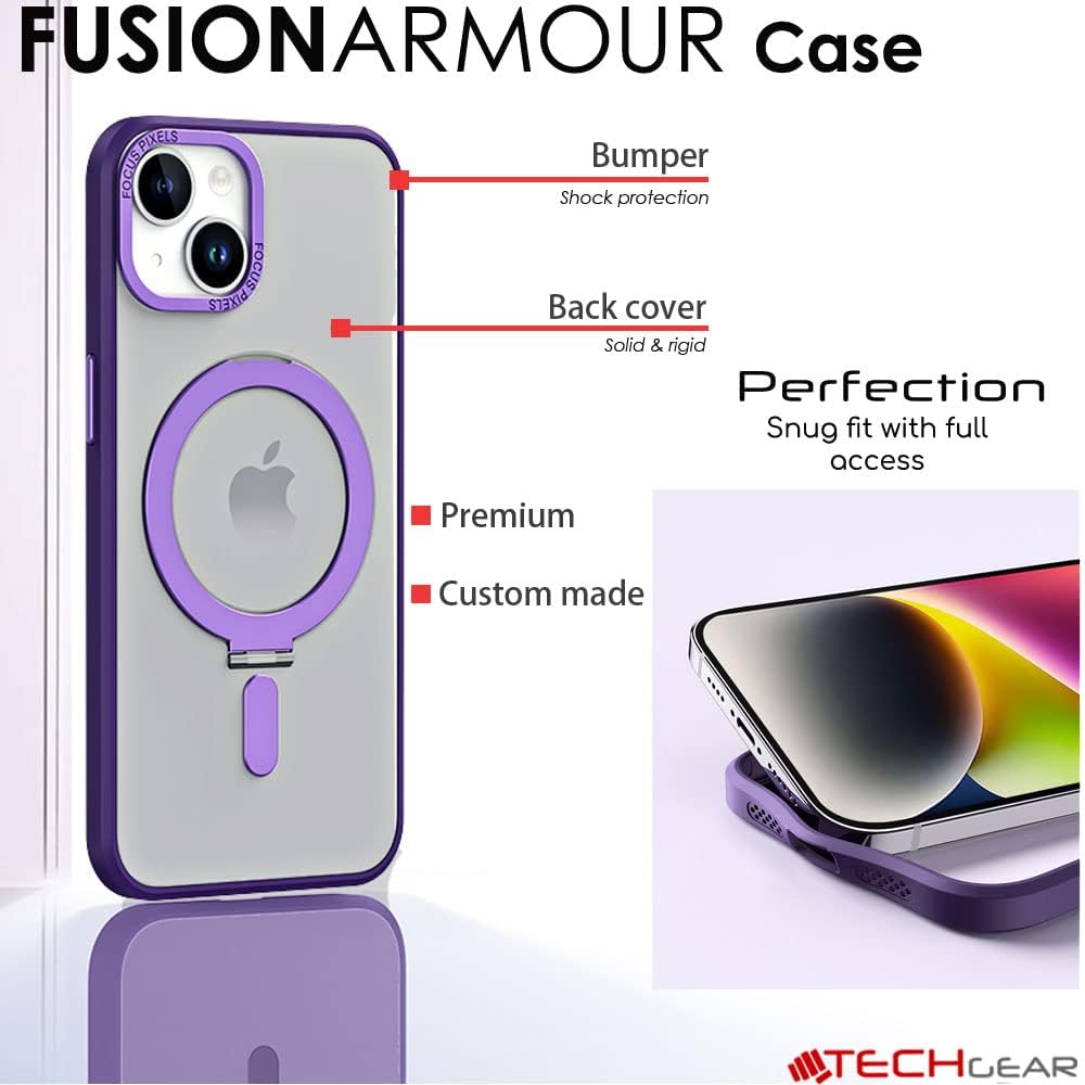 [Fusion Armour Ring] Premium Tough Protective Magnetic Ring Kickstand Case, MagSafe Case for iPhone 14 Pro 6.1"