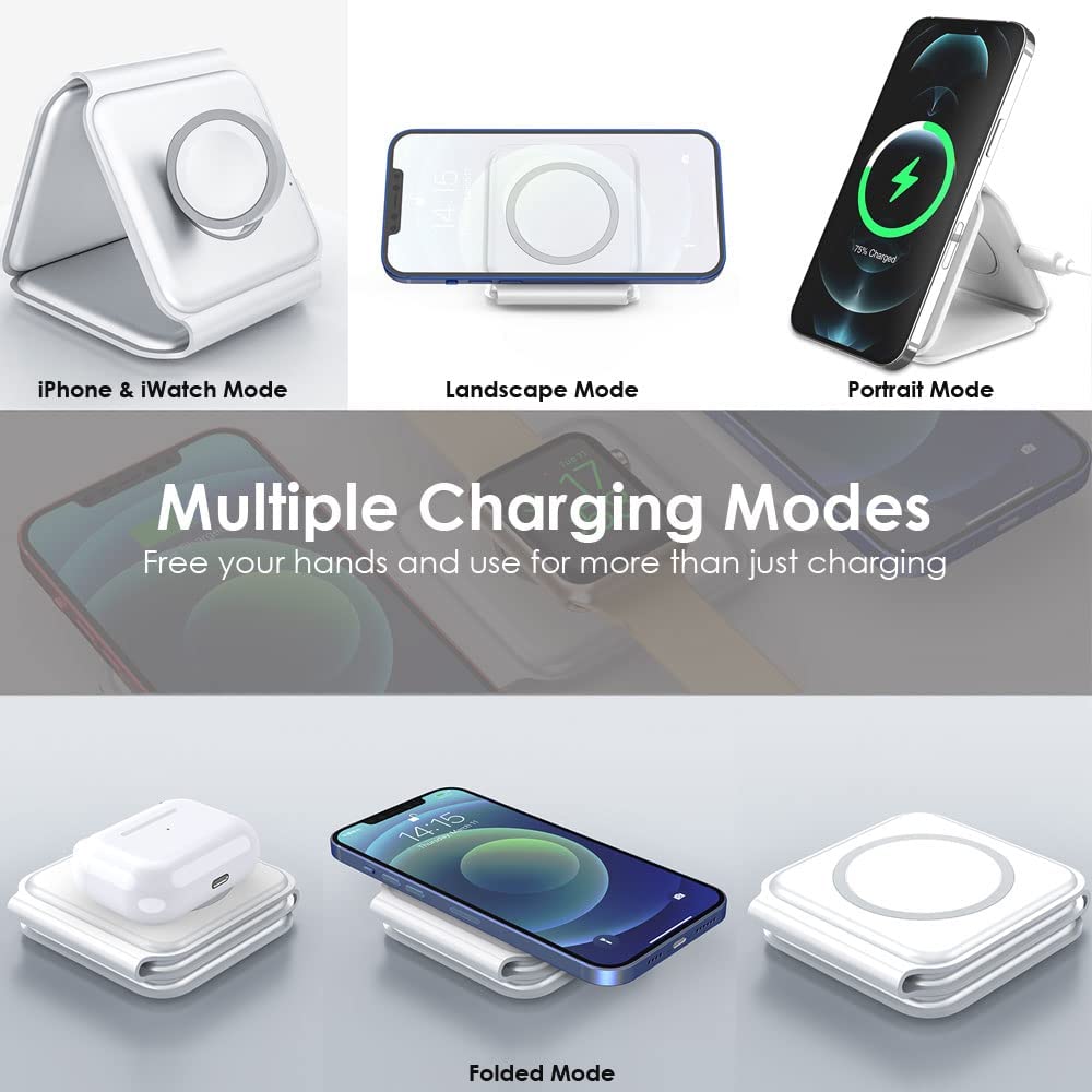 3 in 1 Wireless Charger Pad Station, Fast Magnetic Charger Stand
