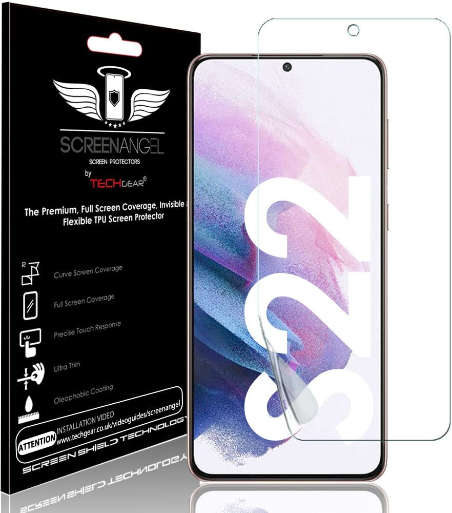 TECHGEAR Screen Protector fits Samsung Galaxy S22 5G [Screen Angel Edition][Case Friendly] [Bubble Free] [FULL Screen Coverage] TPU Film
