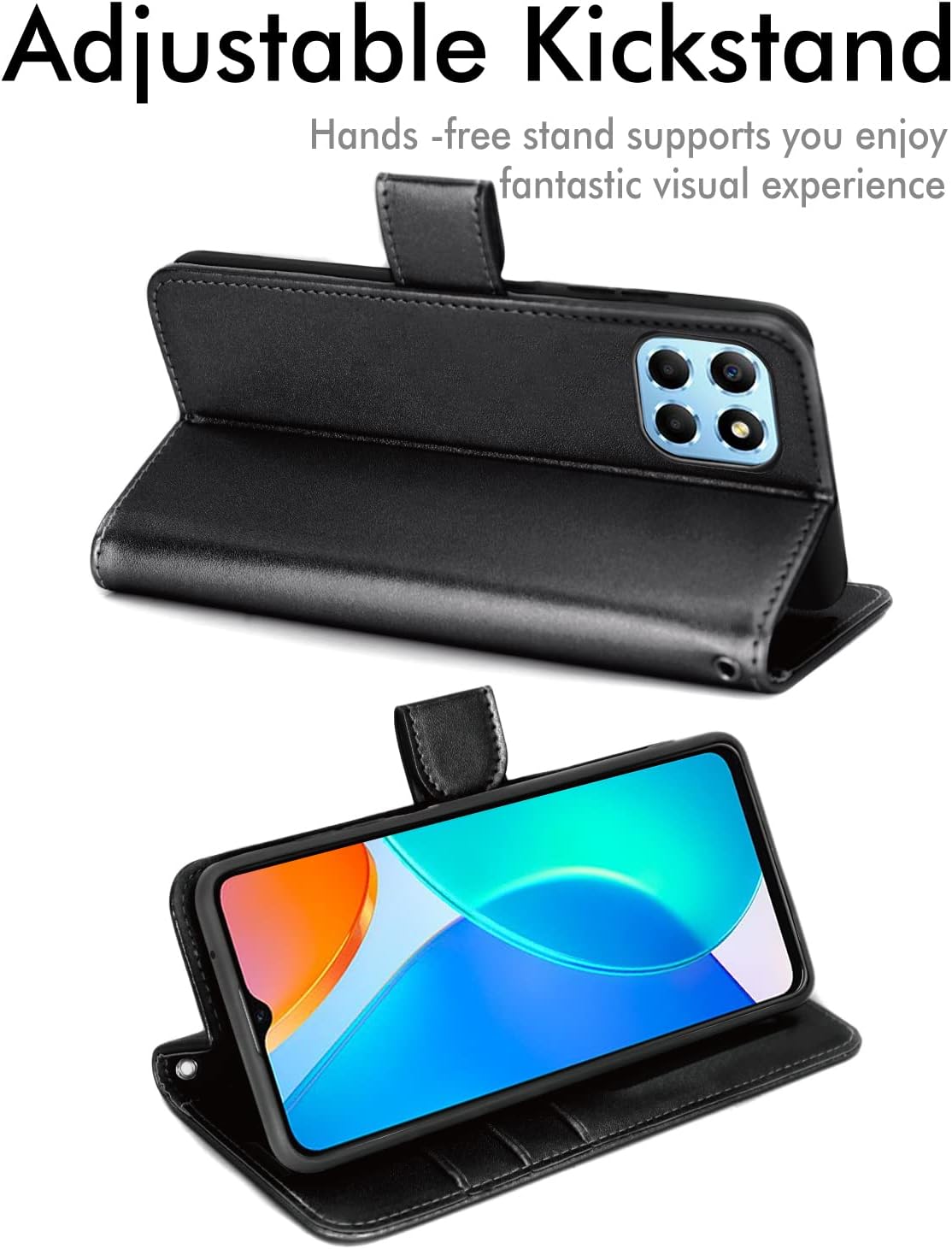 [Wallet Case] Protective Cover with Cash & Card Holder, Stand and Wrist Strap For Honor X6 4G / Honor X8 5G
