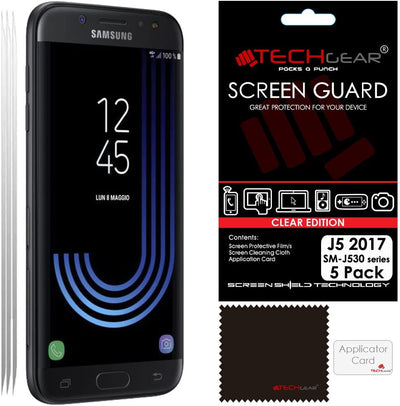 [5 Pack] TECHGEAR Screen Protectors for Galaxy J5 2017 (SM-J530 Series) - Ultra Clear Lcd Screen Protector s [Not for Older Galaxy J5 Models]